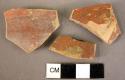 6 potsherds - Mycenaean red glaze