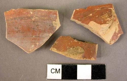 6 potsherds - Mycenaean red glaze