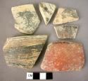 6 potsherds - monochrome glaze slip ware