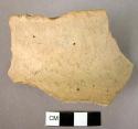 Pottery jar rim sherd; 1 shoulder sherd - buff, slipped unburnished ware