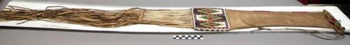 Pipe bag, possibly Plains. Decorated with beadwork, fringe, and quills