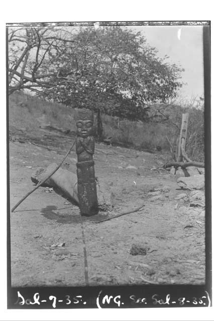 Stone idol - 95 cms long 15 cms wide in possession of Indian near ruins. Said to