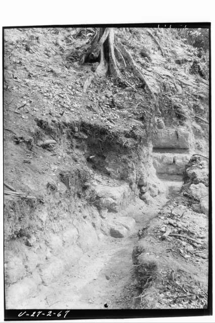 SE corner of Pyr. E-VII Secondary looking north along the trench dug on the east