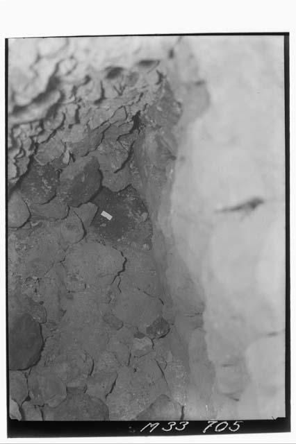 Face of basal terrace construction wall beneath Platform 1 at Monjas