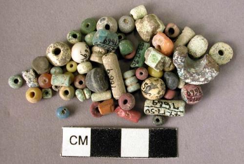 170 miscellaneous beads - glass, faience, carnelian, pottery, shell