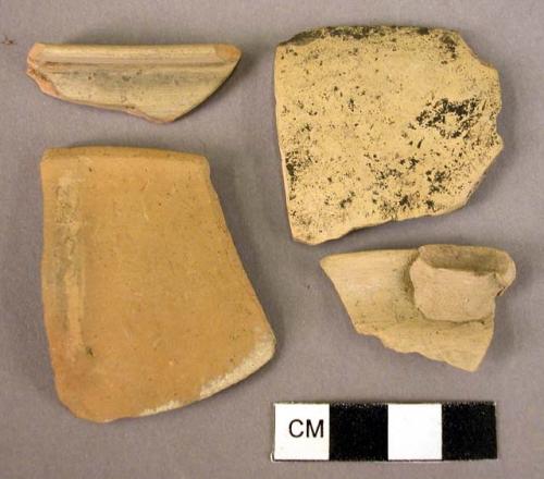 4 pottery rim sherds - plain ware