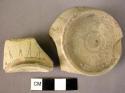 2 pottery base fragments - tongue patterns