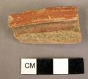 Rim potsherd - red slipped, burnished ware - angularly folded