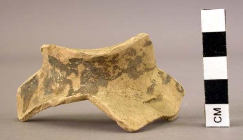 Pottery jug rim sherd with broad handle fragment