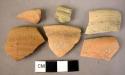 6 pottery rim fragments of small bowls - plain, unslipped, unburnished ware