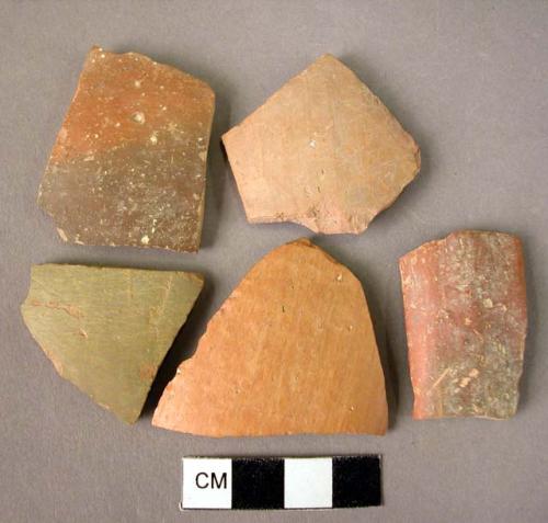 Rim potsherd; 4 potsherds - thin hard Urfirnis ware