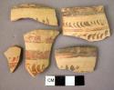 2 rim potsherds; 3 potsherds