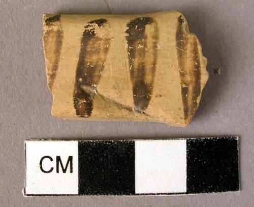 Painted Mycenaean pottery handle fragment