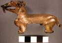 Gold plated copper zoomorphic figurine - animal with condor beak, ears bell-fome
