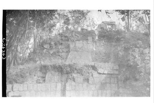 T. of Initial Series, looking E. Lower temple exposed