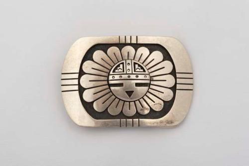 Silver overlay Sun Face belt buckle