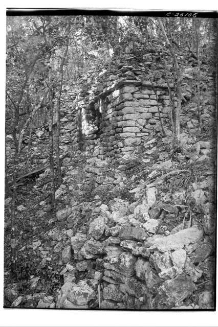 Southwest corner of Structure XXXIII at Coba