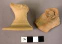 2 pottery goblet feet - plain ware