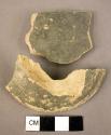 Potsherd; foot or bowl - late glaze, monochrome black