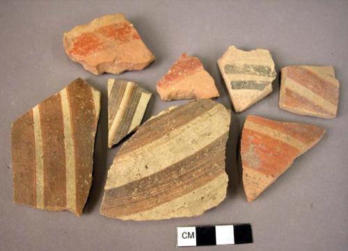 8 potsherds - Mycenaean glazed bands