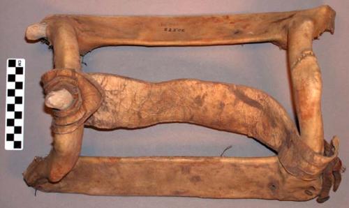 Pack saddle, skin covered deer antlers