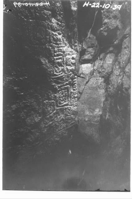 Cave of Tancah - carving on ledge of rock