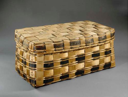 Painted splint basket with cover