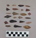 Chipped stone projectile point, various styles.