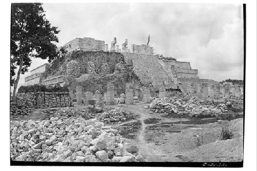 T. of War. front seen from N at close of 1926 season, protection walls for colun