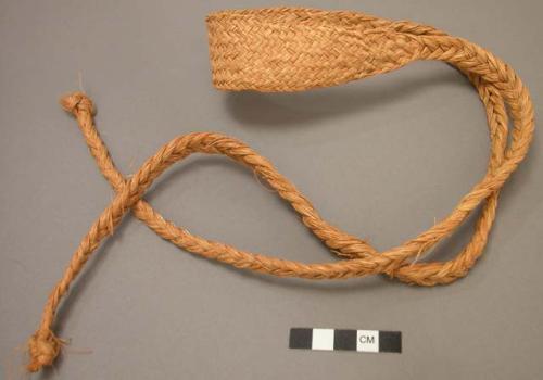 Basketry sling-shot, vegetable fiber