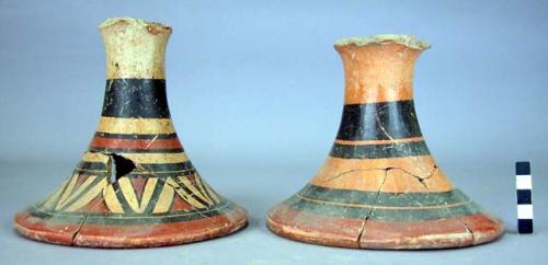 Ceramic, pedestal base sherds, polychrome, mended