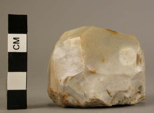 Flint core from which flakes have been detached - circular shape.