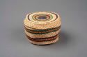 Small wrapped twine basket with cover - colored designs