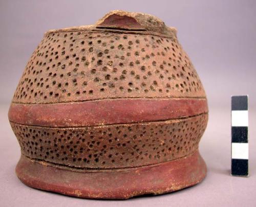 Vase, red ware.  Incised decoration.