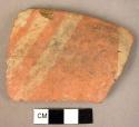 Rim potsherd of white on red painted ware