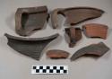 Roman cooking pot sherds, good samples, black slipped exterior, red interior