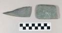 Ground stone gorget fragments, flat and rectangular.