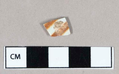 Ceramic, pearlware body sherd, factory decorated slipware with brown banding