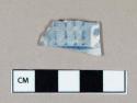 Ceramic, pearlware body sherd with blue transferprint exterior decoration