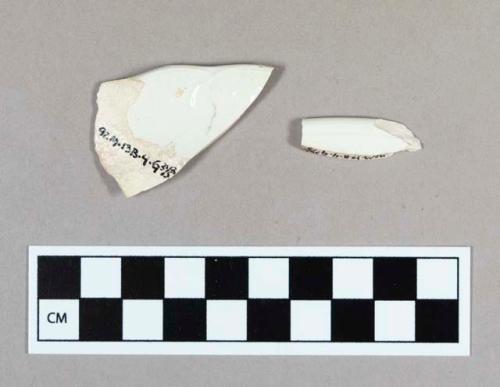 Ceramic, pearlware molded rim sherds, including one with feather edge pattern