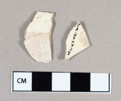 Ceramic, creamware rim and body sherds, undecorated