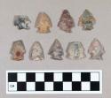 Chipped stone projectile points, side notched and corner notched