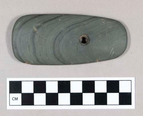 Ground stone gorget, one perforation