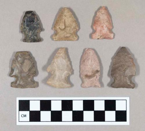 Chipped stone, side notched projectile points