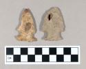 Chipped stone projectile points, corner-notched and side-notched, chert.