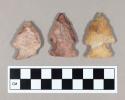 Chipped stone projectile points, side-notched and corner-notched, chert.