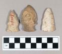 Chipped stone projectile points, side-notched, chert.