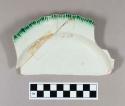 Ceramic, pearlware plate fragment, green shell edge