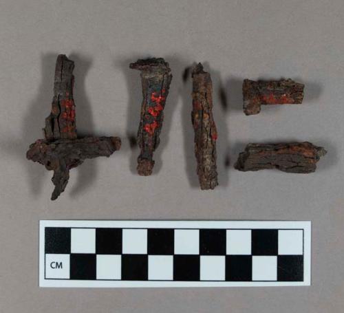 Metal, ferrous, wrought iron nails and nail fragments, with flat heads