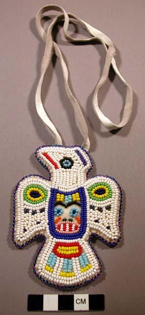 Pendant, beaded eagle & anthropomorphic  figure